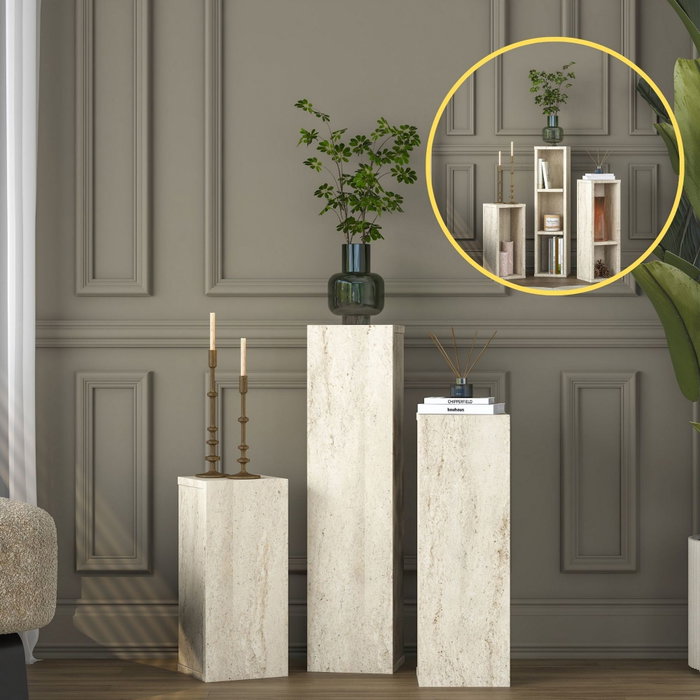 Hanah Home Juego de Mesas Auxiliares Travertino Hanah Home Juego de Mesas Auxiliares Travertino